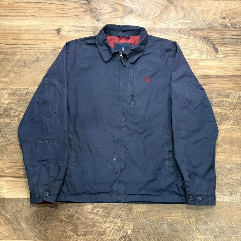 Vintage Y2K USPA NAV Polo Ralph Lauren Style Zip Up Jacket Windbreaker Black XL